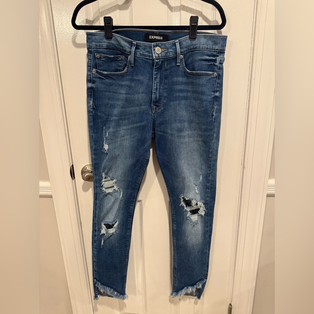 Express Blue Ankle Legging Mid Rise Jeans
